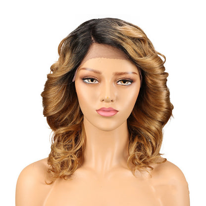 Real Hair Headgear Women Hair Stitch Lace Wig Long Curly Hair