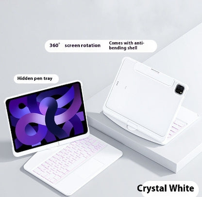 **360° Rotating Clear Case for iPad with Bluetooth Keyboard and Smart Trackpad – Case with Stylus Slot**