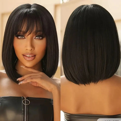 Bangs Wave Head Medium Long Hair Wig