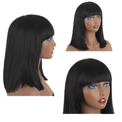 Bangs Wave Head Medium Long Hair Wig