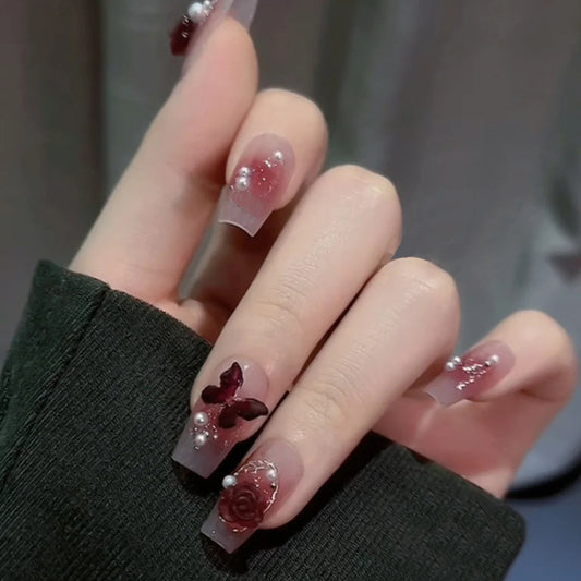 Nail Stickers Advanced Sense Wine Red Camellia