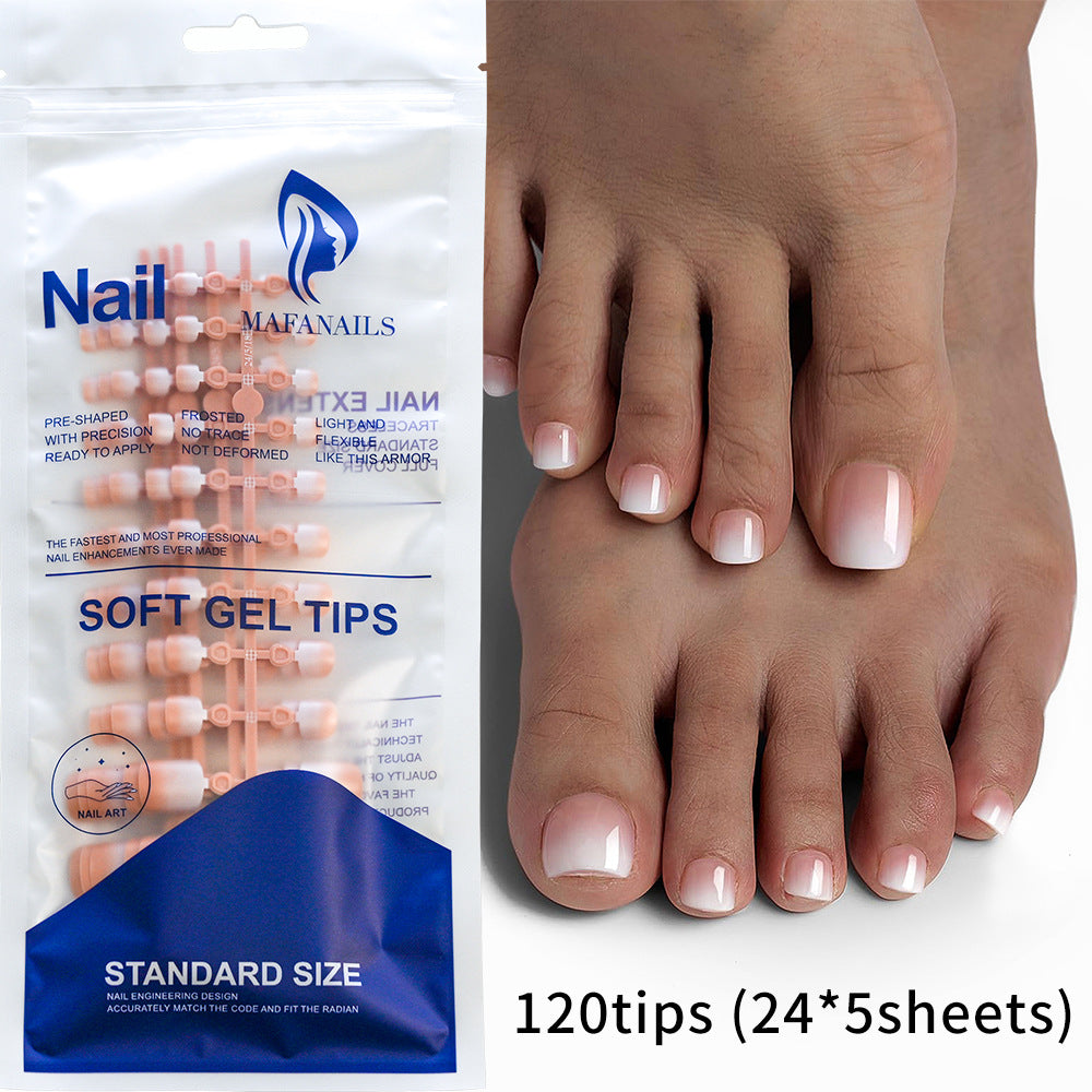 French White Edge Retro Gradient Nail Wear Toe