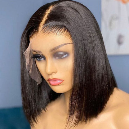 European And American Black Front Lace Wig